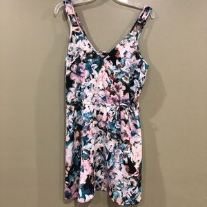 Forever 21 silky satin floral wrap skater dress